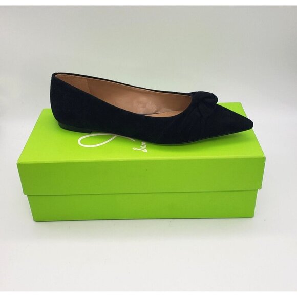 BNIB Sam Edelman Wheaton Black Suede Knot Accent Pointed Toe Flat Size 7.5 - Picture 4 of 15